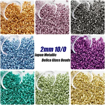 10g/1200pcs 2mm Japonská Kovové Miyuki Delica Beads 10/0 Volné Distanční Seedbeads pro Vyšívání, Výrobu Šperků DIY Šití Korálků