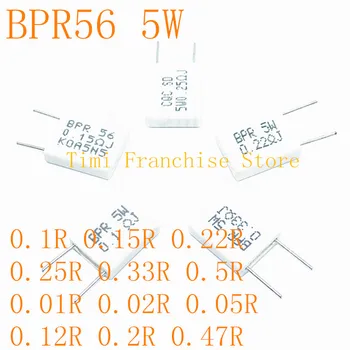 10ks BPR56 5W 0.1 0.15 0.22 0.25 0.33 0.5 ohm Non-indukční Keramické Cement Rezistor 5W 0.1 R 0.15 R 0.22 R 0.25 R 0.33 R 0.5 R