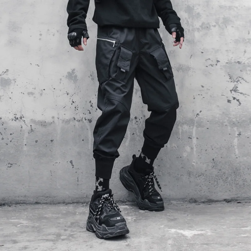 Taktické Funkční Kalhoty Joggers Pánské Černé Elastické Kalhoty Hip Hop Streetwear Multi-kapsa Kalhoty Techwear WB389 Obrázek 1