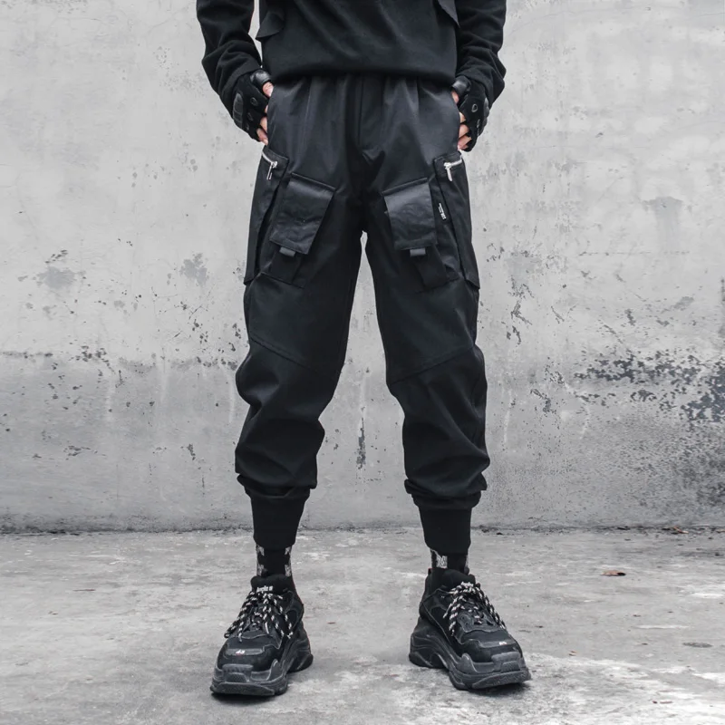 Taktické Funkční Kalhoty Joggers Pánské Černé Elastické Kalhoty Hip Hop Streetwear Multi-kapsa Kalhoty Techwear WB389 Obrázek 3