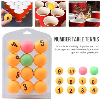 12KS Číslo, Stolní Tenis Zábava Barevné pingpongové Míčky Očíslovány Beer Pong Tombola Míček Pro Stolní Tenis Tréninkové Hry
