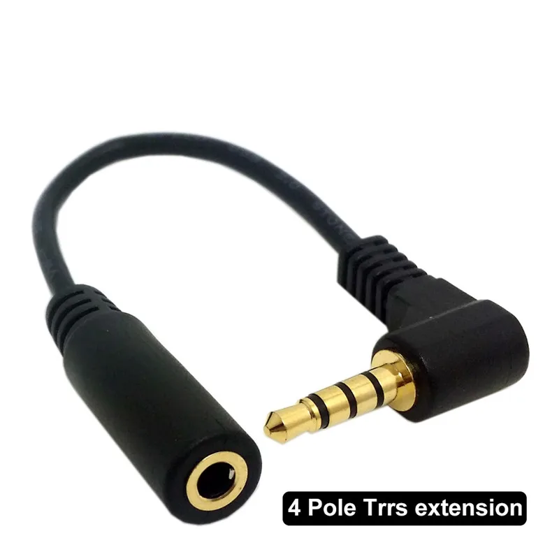20cm 3.5 mm 4-Pólový 90 ° Jack TRRS Prodlužovací kabel pravého Úhlu, 3,5 mm 4pin samec samice extender Stereo Aux Audio Obrázek 0