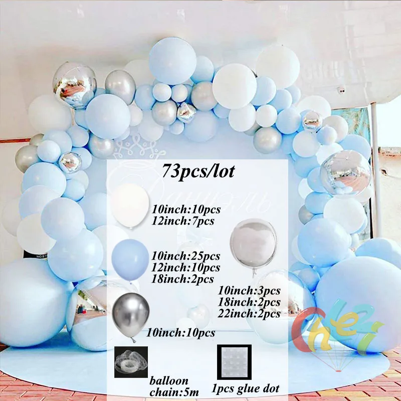 Modrá Macaron Balón Věnec Arch Sada Birthday Party Dekorace Dítě, Miminko Ballon Anniversaire Svatební Dekorace Dodávky Obrázek 4