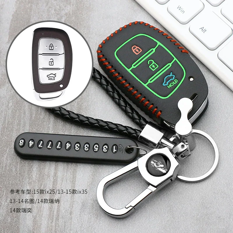 3 Tlačítka Inteligentní Kůže Klíč Kryt Pro Hyundai ix25 ix35 i10 i20 Solaris Tucson Sonata, Santa Fe Sport Elantra Creta Verna Obrázek 0