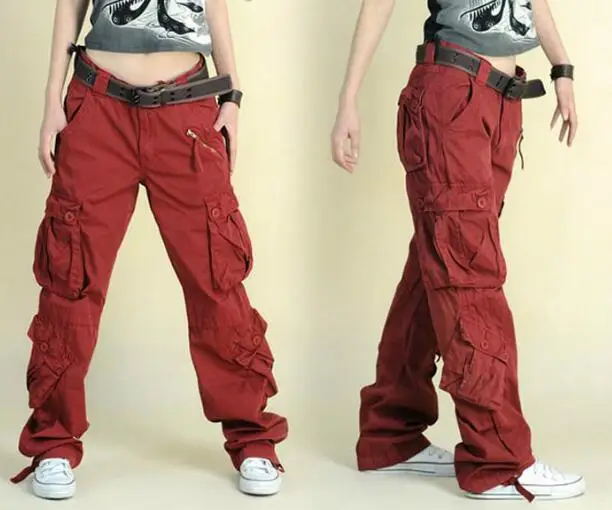 Nové Příjezdu Cargo Kalhoty, Dámské Hip Hop Volné Džíny, Pytlovité Kalhoty Pro Ženy SHIERXI Obrázek 3