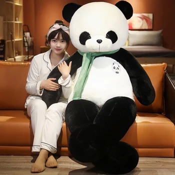 1KS 80/100cm Krásné Panda s Šálou Plyš Polštář, Obří Zvíře Poklad Panda Plyšové Hračky, Měkké Plněné Panenky Děti Dárek
