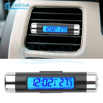 2 v 1 Auto Auto Teploměr Hodiny, Kalendář, LCD Digitální Displej, Clip-on Digitální Modré podsvícení Automobilové Příslušenství