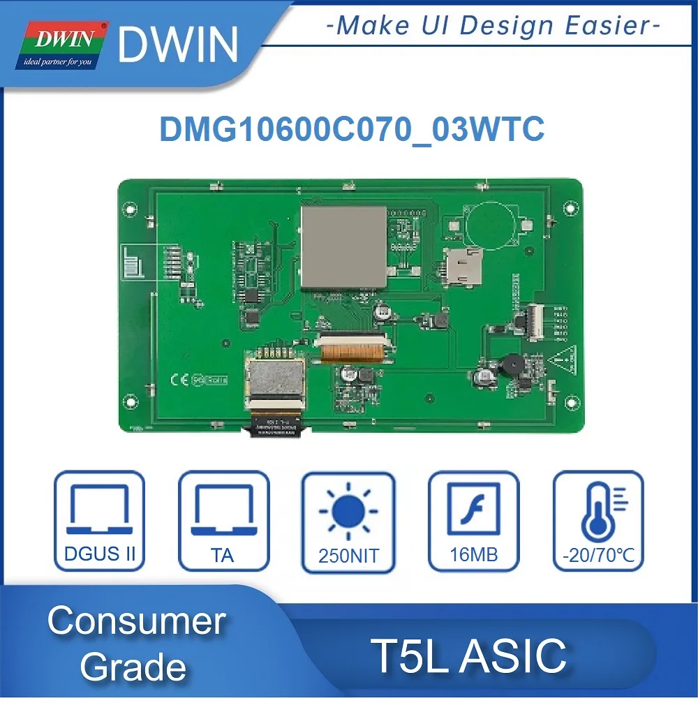 DWIN 7 Palcový Arduino a PCL ,1024*600 Rozlišení HMI UART Displej LCM Modul DMG10600C070_03W Obrázek 1