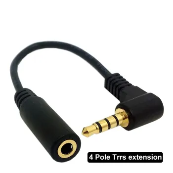 20cm 3.5 mm 4-Pólový 90 ° Jack TRRS Prodlužovací kabel pravého Úhlu, 3,5 mm 4pin samec samice extender Stereo Aux Audio