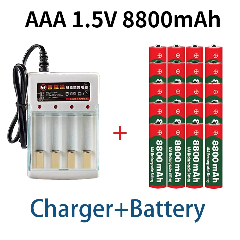 AAA 8800mAh dobíjecí baterie AAA 1,5 V 8800mAh Dobíjecí Nové Alcalinas drummey +1ks 4-cell baterie nabíječka Obrázek 0