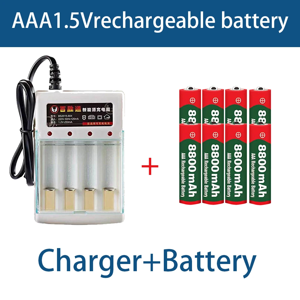 AAA 8800mAh dobíjecí baterie AAA 1,5 V 8800mAh Dobíjecí Nové Alcalinas drummey +1ks 4-cell baterie nabíječka Obrázek 1