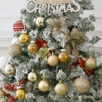 24ks/box 6cm Zlato Červené Transparentní PET Vánoční Koule Vánoční Strom, Ozdoby, Dekorace pro Domácí 2023 Nový Rok Noel Vánoce a Dárky