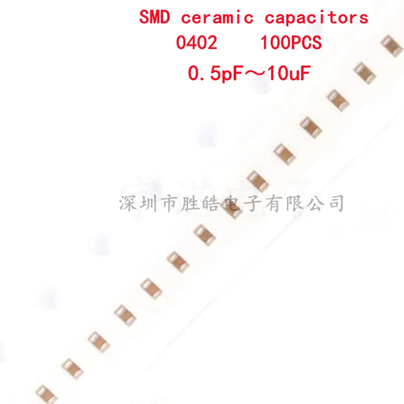100ks 0402 SMD Čip Vícevrstvých Keramických Kondenzátorů 0.5 pF - 10uF 10pF 100pF 1nF 10nF 15nF 100nF o 0,1 uF 1uF 2.2 4.7 uF uF Obrázek 0