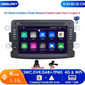 2G+64G 2din Android 10 Auto Stereo přehrávač Pro Renault Dacia Duster Sandero Lodgy Dokker Auto Rádio GPS Navigace multimediální WIFI