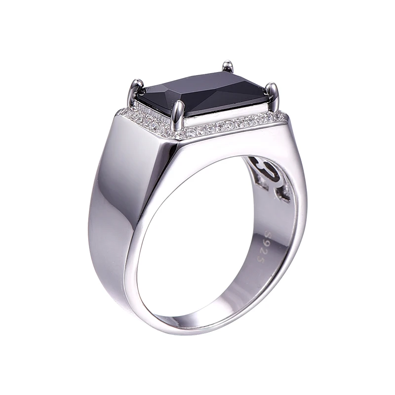 Luxusní 6.8 ct Černé Spinel Mužský Prsten Vintage Originální 925 stříbrný prsten muži Jemné Šperky S925 Velké velikosti Bijoux Šperky S Dárkový Box Obrázek 2