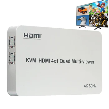 4K 60Hz HDMI KVM Multi-viewer 4X1 HDMI Quad Screen Multiviewer s bezproblémovou 4 V 1, HDMI, Multi-viewer Pro USB Klávesnice Myš PC
