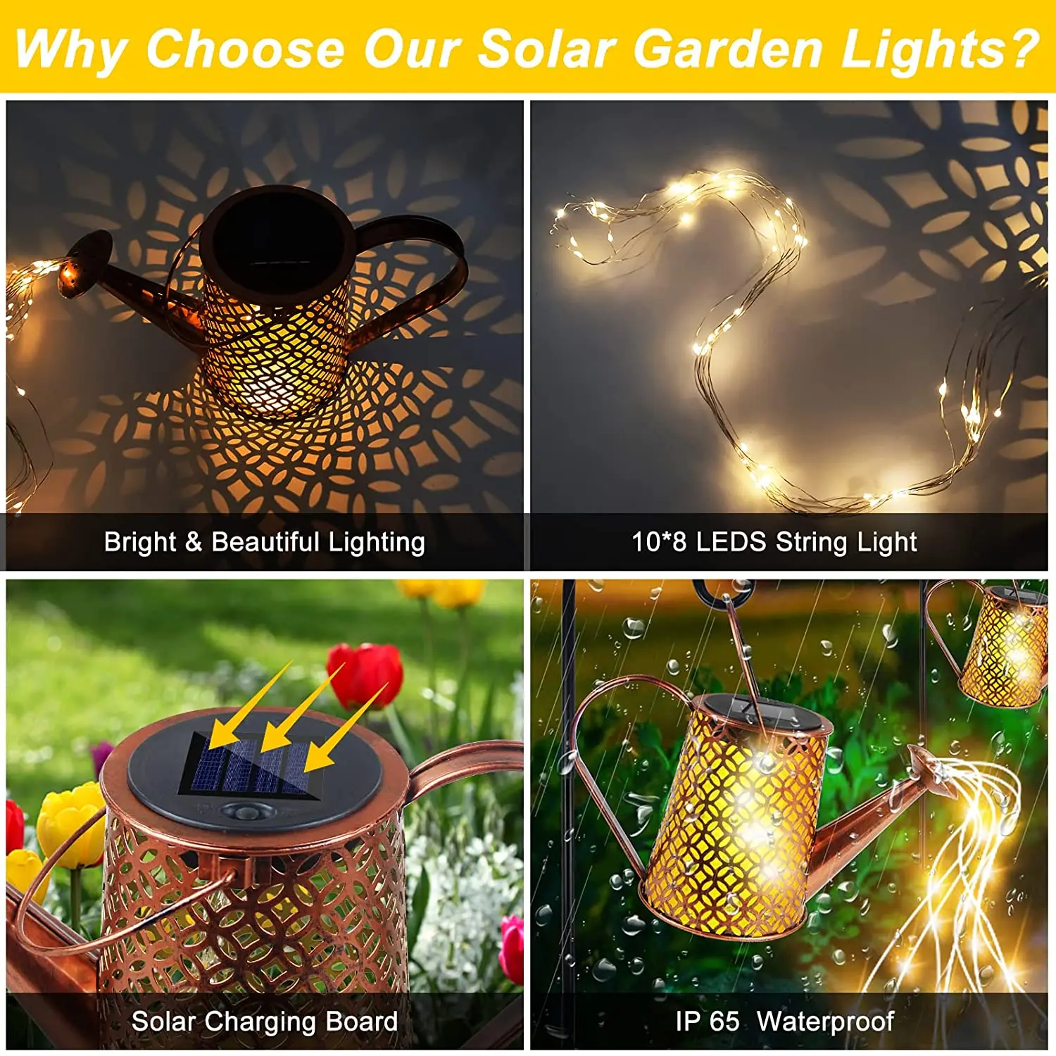 Retro Zalévání Solární Světla Venkovní Vodotěsné Zvládnout Dekorativní Kovové Závěsné Lucerna Zahradní Výzdoba Yard Cestu Obrázek 3