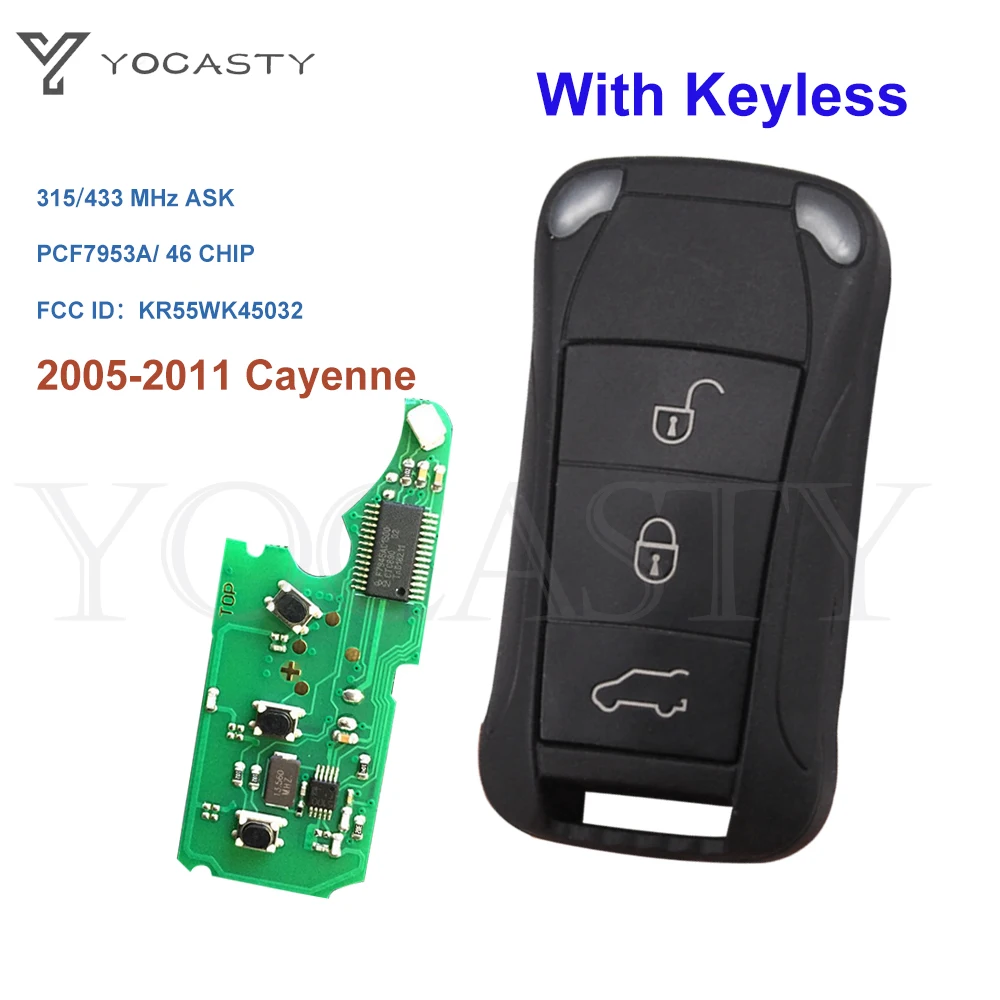 YOCASTY Bezklíčový Vstup Smart Flip Dálkový ovladač 433 315 Mhz Auto Klíče Fob pro Porsche Cayenne 2005 2006 2007 2008 2009 2010 2011 Obrázek 1