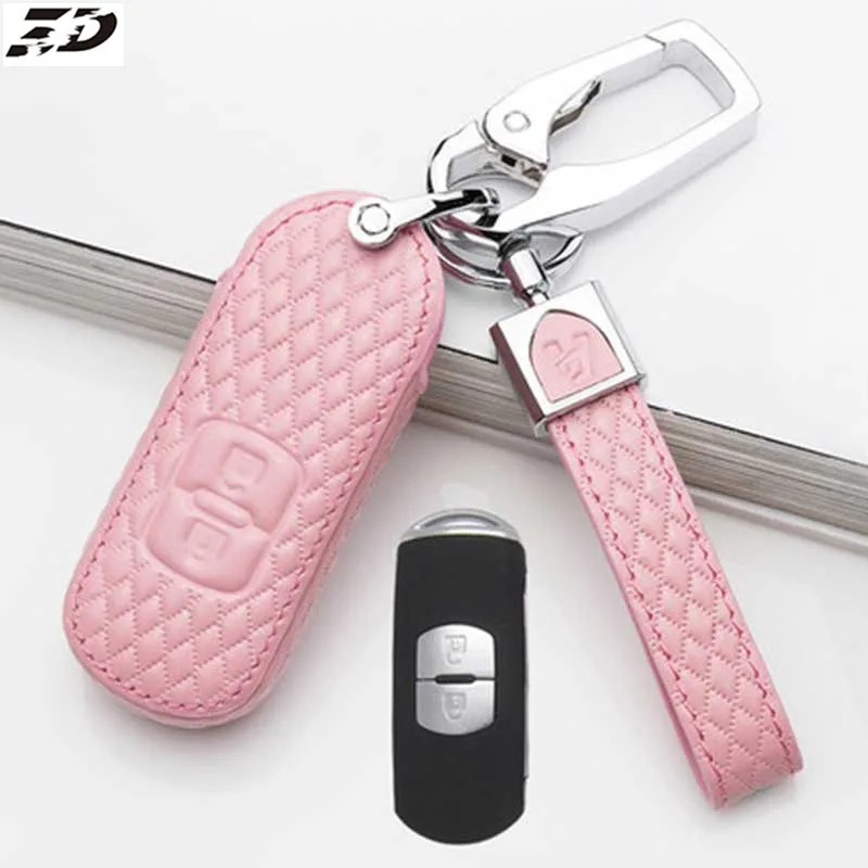Kožené Auto Dálkové Klíč Pouzdro Pro Mazda 2 3 6 Atenza Axela CX-5 CX5 CX-7 CX-9 2015 2016 2017 Smart 2/3 Tlačítka Obrázek 1