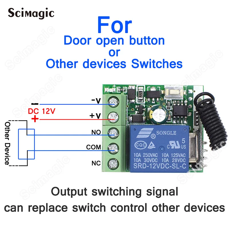 Self-learning 1 Tlačítko Kulaté RF Vysílač 433 Mhz Bezdrátové Dálkové Ovládání Přepínač DC 12V 24V 1CH Relé Přijímač Modul Obrázek 4