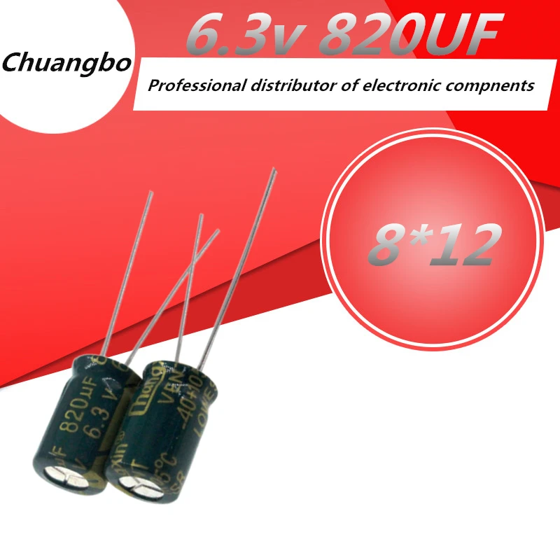 10ks 820uF 6,3 V 8x12mm low ESR/impedance vysoká frekvence hliníkové elektrolytické kondenzátory 6.3V820uF základní deska kondenzátoru Obrázek 0