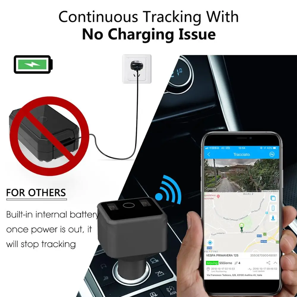 Auto Zapalovač USB GPS Tracker HVT001 Hlas Sledovat Dva USB Port pro Nabíječku Skryté SOS Poslouchat-in Anti-Theft APLIKACE Obrázek 1