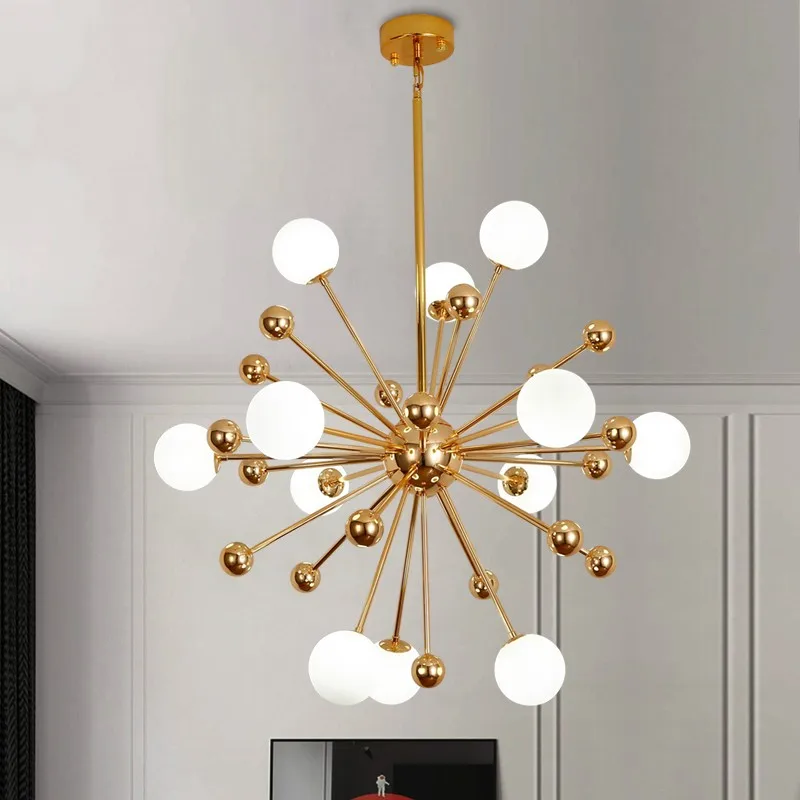 Globe lustr, Osvětlení, Kuchyně Restaurace zlatý lustr plexisklo akrylové molekuly sputnik lampa italský lustr Obrázek 2