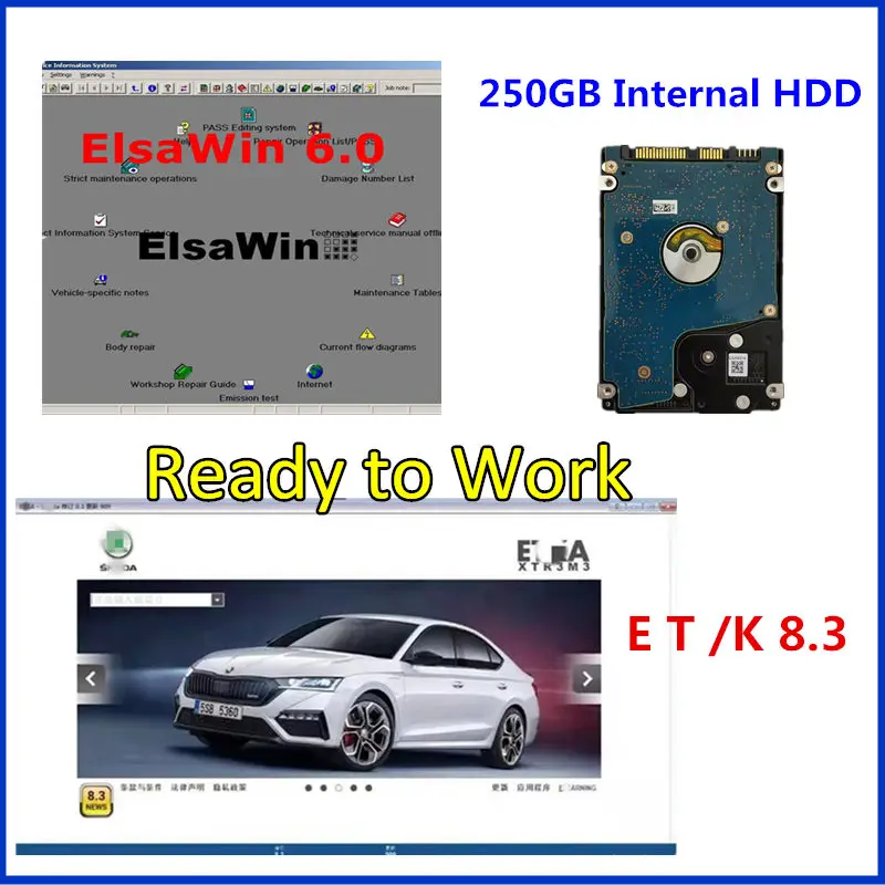 Nejnovější Auto Opravit 2021 E T/ K 8 .3 s ELSAWIN 6.0 pro-udi pro V-W Vozidel Elektronický Katalog Dílů 250 hdd Plug and Play Obrázek 0
