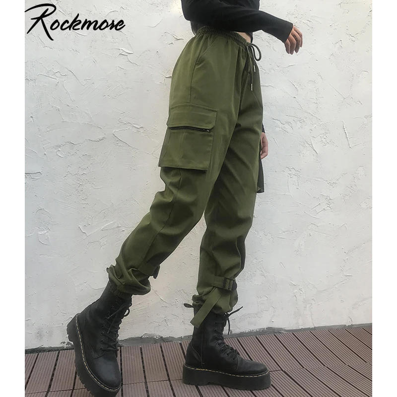 Rockmore Cargo Kalhoty Dámské Široké Nohy Potu Kalhoty Dlouhe Vintage Army Zelené Kalhoty Streetwear Tepláky Běžce Obrázek 0