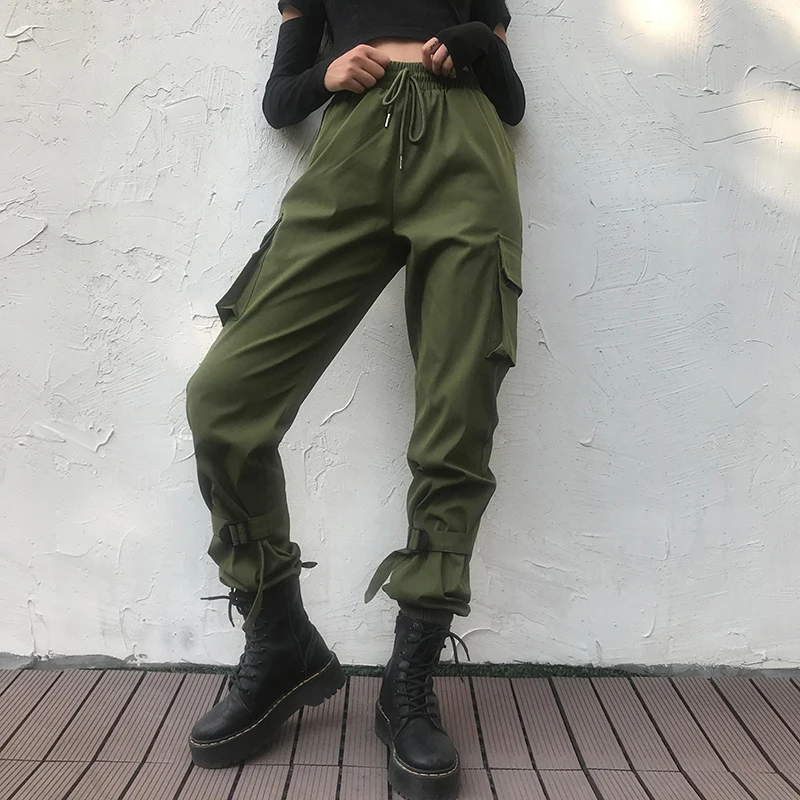 Rockmore Cargo Kalhoty Dámské Široké Nohy Potu Kalhoty Dlouhe Vintage Army Zelené Kalhoty Streetwear Tepláky Běžce Obrázek 1