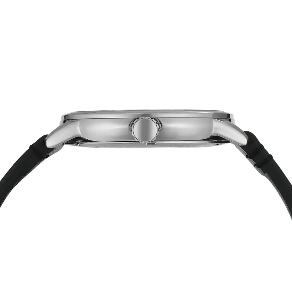 T-VÍTĚZ módní jednoduché ležérní mužů hodinky černý ciferník pouzdro černý kožený řemínek automatické mechanické hodinky Obrázek 4
