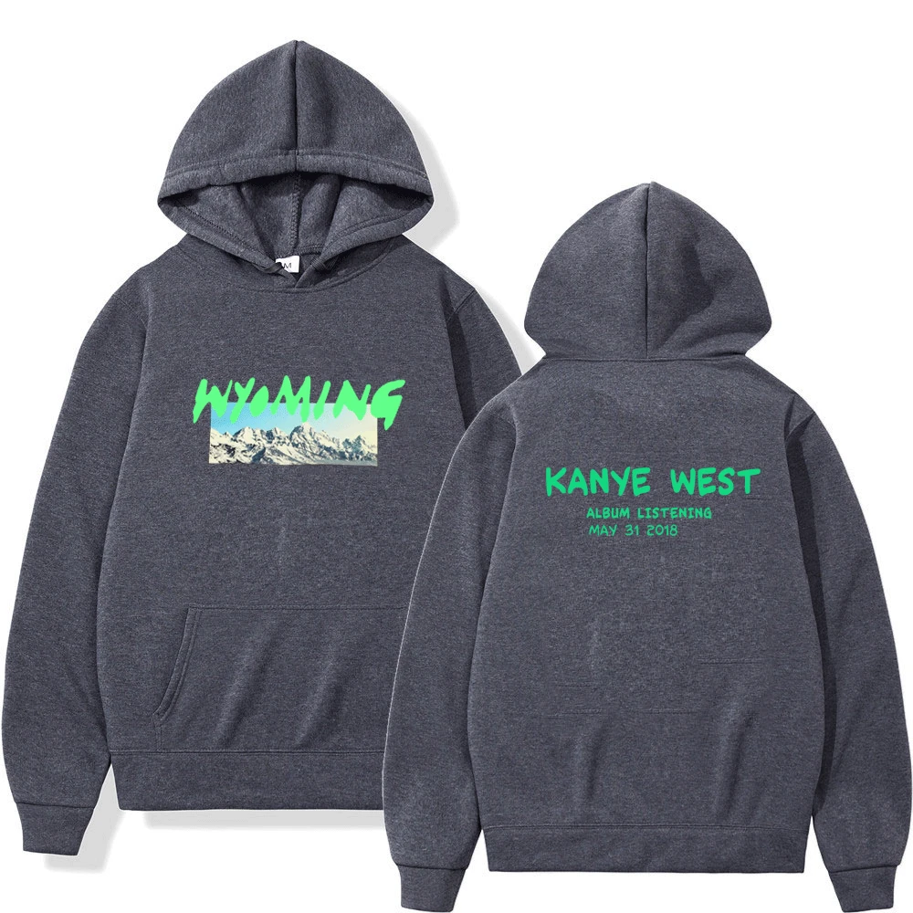 Kanye West Ye Wyoming Mikina 90. Ročník Hip Hop Oboustranné Grafiky Svetry Nadměrných Streetwear Mikiny s Kapucí Topy Obrázek 5
