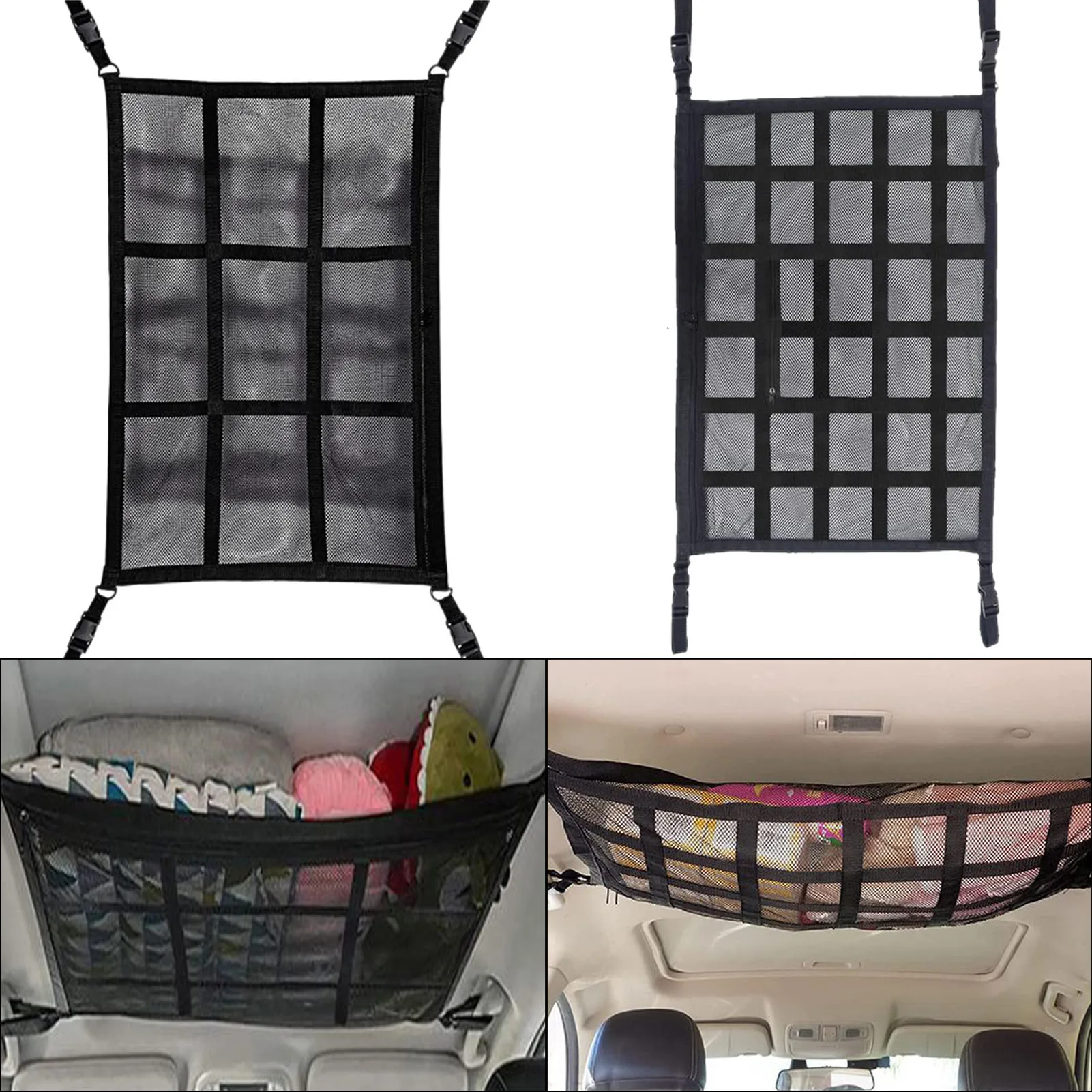Auto Strop Cargo Net Pocket Těžká Nákladní Automobilové Sítě, Nastavitelný Double-Vrstva Mesh SUV Střechy Organizátor Pro Uvedení Stan Obrázek 3