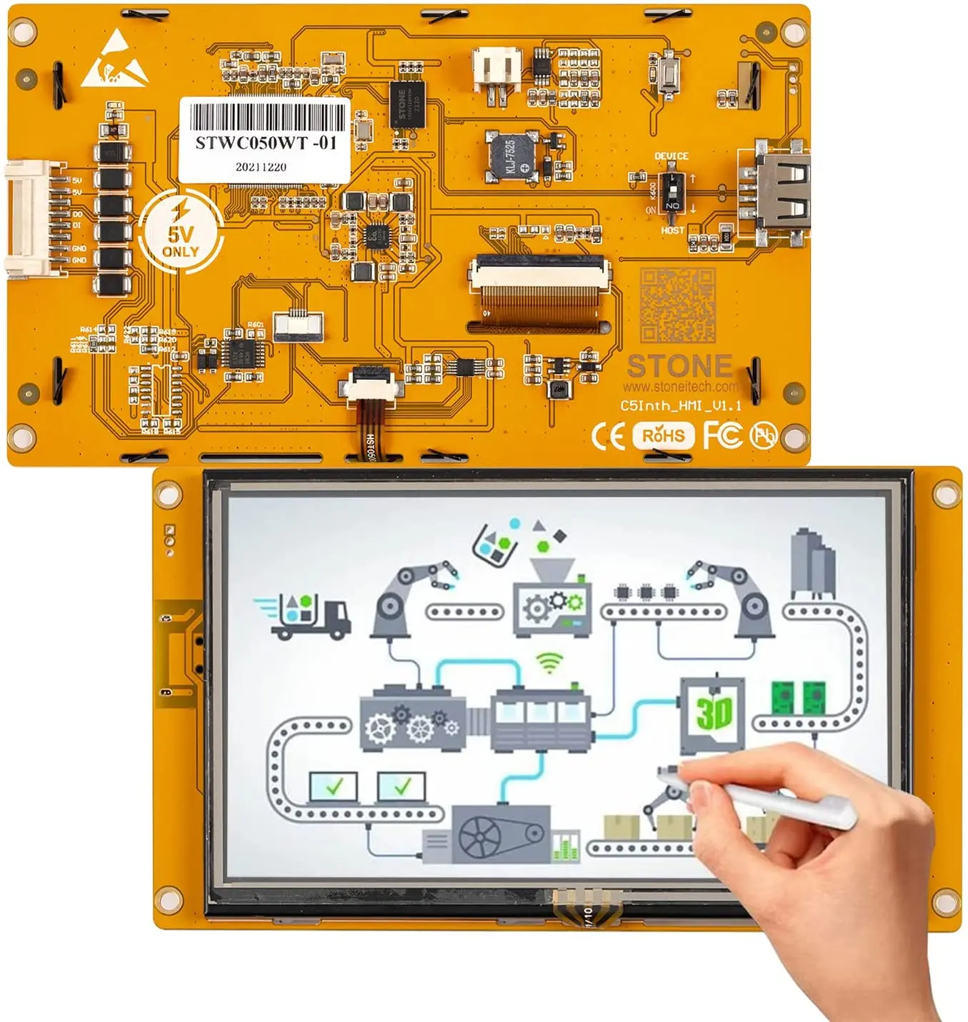 4.3 5 7 10,1 Palcový HMI TFT Displej s Řadičem + Program + Sériové Rozhraní pro Arduino, Raspberry pi ESP32 ESP8266 STM32 Obrázek 0