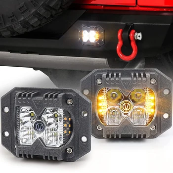 Auto Přední Zadní Flush Mount LED Lusky 2ks svícení Super Jasné Bílé Amber Mlhové Světlo Off Road Světla pro Truck Nárazník Loď