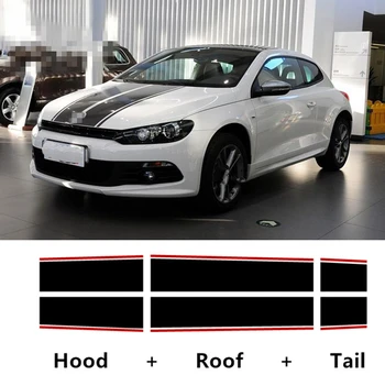 Car styling Pro Volkswagen Scirocco GTS Kapotu+Střechu+Ocas obtisky samolepky Auta tělo dekorace Vinylové Samolepky