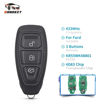 Dandkey Dálkové Ovládání Klíč Pro Ford Focus C-Max Mondeo Kuga Fiesta, B-Max 434/433MHz 4D83 Čip KR55WK48801 3 Tlačítka Auto Klíč