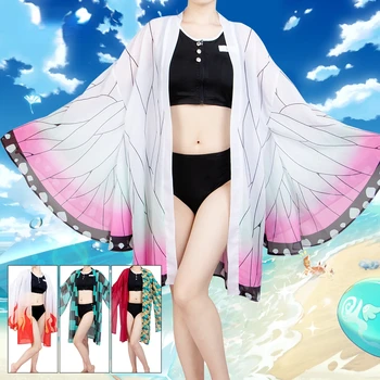 Demon Slayer Kochou Shinobu Bikini Plavky Kimono Cardigan Zakrýt Anime Letní Plavky
