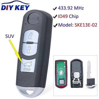 DIYKEY SKE13E-02 Výměna Proximity Smart Remote Klíč 3 Tlačítka(SUV) 433Mhz PCF7953P 49CHIP pro Mazda CX-5 CX-9 2017 2018