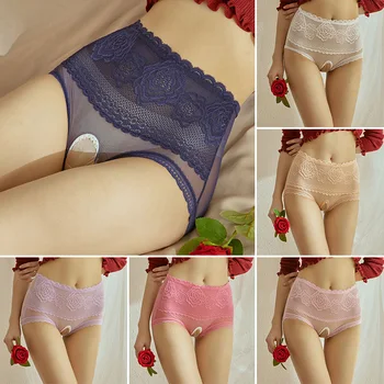 Dámské Sexy spodní Prádlo Krajka Vysoký Pasu Otevřené v Rozkroku Kalhotky Ultra-Tenké Průhledné Svádění, Vášeň bez rozkroku Porno Kalhotky