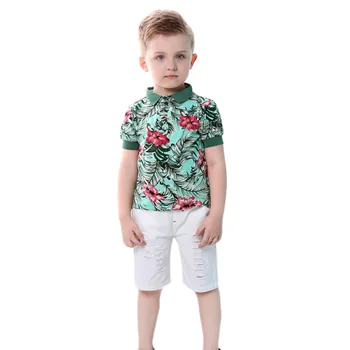 Dítě Chlapci Letní Květinové Tričko +Díra Šortky Oblečení Set Děti Hawaii Cool Beach Oblek Děti Ourdoor Šaty Dítě, Strana, Kostým