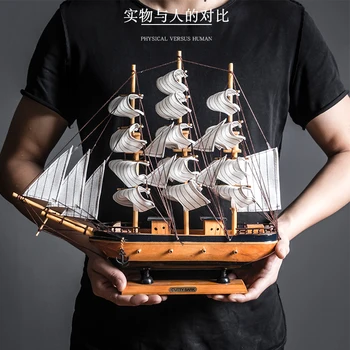Dřevěné Plachetnice Model Karibiku Černá Perla, Pirátská Loď Loď Ozdoby Kancelář, Obývací Pokoj, Bytové Dekorace, Domácí Řemesla