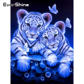 Evershine 5D DIY Diamantový Obraz Plný Náměstí Tygři Cross Stitch Diamond Výšivky Prodej Zvířat, Obrázek Drahokamu Beadwork
