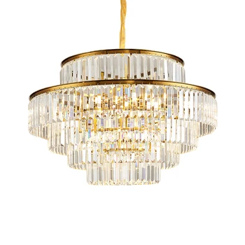 FSS Moderní LED Luxusní Kulatý Zlatý Křišťálový Lustr Osvětlení Pro Obývací Pokoj Jídelna Lampa Vnitřní Ložnice Svítidla