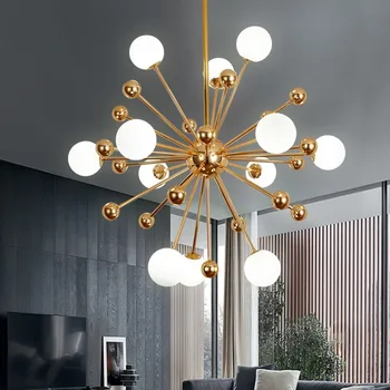 Globe lustr, Osvětlení, Kuchyně Restaurace zlatý lustr plexisklo akrylové molekuly sputnik lampa italský lustr