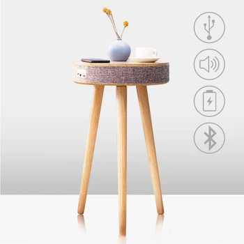 Inteligentní Bluetooth Stůl Obývací Pokoj Indukční Bezdrátové Nabíjení konferenční Stolek Venkovní Dřevěné 3D Surround Hudební Kulaté Stolky