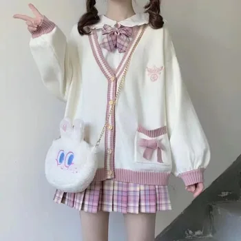 Japonské Dívky Loli V-neck JK Uniformy, Roztomilý, Sladký Svetr Bundy Svetr Ženy Student Školy College Styl Cosplay Kostýmy