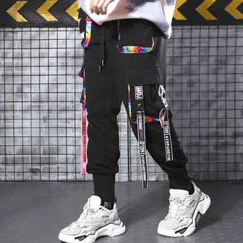 Japonské Harajuku Módní Streetwear Kalhoty Muži Stuhy Multi Pocket Loose Hip Hop, Punk Jogging Kalhoty Mužské Barevné Tělocvičně Kalhoty