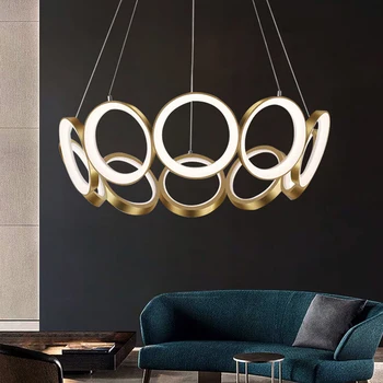 Jednoduché Kroužky LED Lustr Luxusní designový Lustr Obývací Pokoj Dekorace Replika Lampa Designer Zavěšení Svítidla