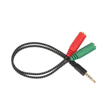 Kabel Adaptéru 2 V 1 Splitter, 4-Pólový 3.5 mm Audio Sluchátka Headset 2 Samice Jack konektor pro Sluchátka Mic Audio Kabel 3 pól, pro PC